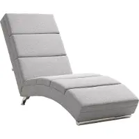 Fortuna Lai Relaxliege Liegesessel Loungesessel Gepolstert Polstersessel Chaiselongue mit Leinenoptik, Stahlbeine Relaxsessel für Wohnzimmer Hellgrau