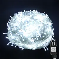 ROSNEK 20m 200 LED Lichterkette 8 Lichtmodi Wasserdicht Lichterketten Innen Garten Party Weihnachten Halloween Hochzeit Deko, Weiß