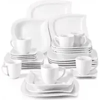 Happyment Elite Tafelservice – 30-teilig – 6 Personen – Keramisch Weiß – Essteller und Frühstücksteller – Vielseitige Präsentation