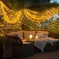 Peviasot LED Lichternetz 2x2M Warmweiß Lichterkette Weihnachtsbeleuchtung Lichtervorhang Innen Deko 8 Modi 200 LEDs