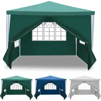 Izrielar 3 x 3m Pavillon Wasserdicht Gartenzelt, UV-Schutz 50+ Pavillons & Partyzelte Festzelt mit 4 Seiten für für Camping / Garten / Hochzeit / Strand,Grün