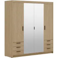 AX Living Geölte Eiche Kleiderschrank mit Spiegel Storicos 4T6S 176,3cm Groß