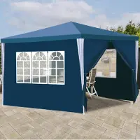 Yakimz Pavillon Terrassenpavillon – Marktzelt und Sonnenschutz für den Garten, perfektes Partyzelt Blau 3x3m