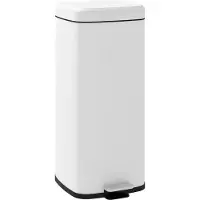 HOMCOM Mülleimer 30L Treteimer mit Deckel Fußpedal Inneneimer Metall Weiß