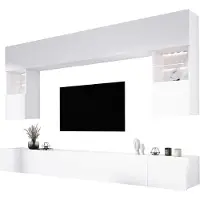 3Xeliving Wohnwand Weiß, Breite: 300 cm, Höhe: VERSTELLBAR cm, Tiefe: 42 cm