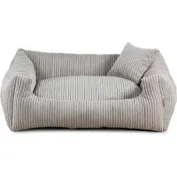 POOM Hundebett – Weiches, geripptes Material mit Polyurethanschaumstoff-Füllung, schmutzabweisend, in verschiedenen Farben und Größen, inkl. kleinem Kissen (L - 90x75, Hellgrau)