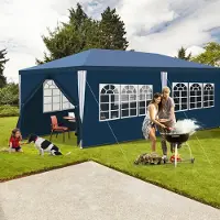 Yakimz Pavillon Gartenzelt – Gartenpavillon, Bierzelt für Märkte und Partys, ideal für Hochzeiten Blau 3x6m