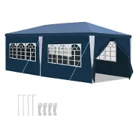 Izrielar 3 x 6 m Garten Pavillon mit 5 Seitenteilen tragbares wasserdichtes Zelt Partyzelt, blau
