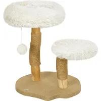 Youjia Kratzbaum 61,5 cm hoch Katzenkratzbaum mit Spielball, Betten, Katzenturm mit Katzenkratzbrett, für Katzen unter 5 kg, Birnbaumholz, Weiß, Weiss, 50 cm