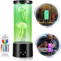 Fiqops LED Quallen Nachtlichter Lava Lampe RGB Stimmungslampe 3 Stufen der Helligkeit Künstliche