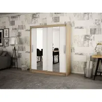 Minio Kleiderschränk 200 cm POLE Sonoma Eiche / Weiß matt