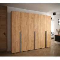 Minio Kleiderschränk 300 cm MANHATTAN Oak Craft Gold + schwarzer Griff