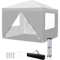 Izrielar 3x3 m Faltpavillon wasserdicht – Pavillon faltbar mit Tragetasche, Gartenzelt & Partyzelt für Garten, Camping & Outdoor, Weiß