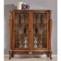 Casa Padrino Luxus Barock Vitrine Braun / Silber - Handgefertigter italienischer Barockstil Vitrinenschrank - Italienische Barock Möbel - Barockstil Möbel - Luxus Qualität - Made in Italy