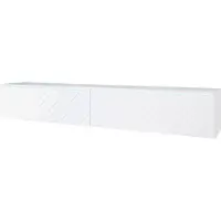 Minio , TV-Schrank, TV-Lowboard "Donna" TV 180 cm stehend, hängend, MDF Front mit Herringbone Muster, LED, Weiss Farbe