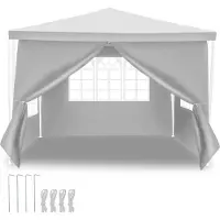 Fiqops Faziango 3 x 3m Pavillon Wasserdicht Gartenzelt, UV-Schutz 50+ Pavillons & Partyzelte Festzelt mit 4 Seiten für für Camping / Garten / Hochzeit / Strand,Weiß