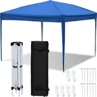 Aopunly Pavillon 3x3m ohn Seiten, Festzelt Faltpavillon Gartenzelt, UV-Schutz, für Garten Terrasse Feier Party Blau