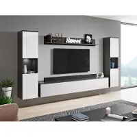 Minio go for it, 4-Teilig Wohnwänd mit LED-Beleuchtung PARMA XL Matera Farbe / Weiß Hochglanz