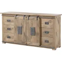 MASSIVMOEBEL24.DE MASSIVMOEBEL24 Sideboard Mango 170x45x90 whitewash lackiert RAILWAY #393
