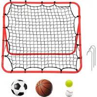 Jayseuw Fußball Rebounder klappbar Verstellbar Kickback Rebound für Übungen, Fußballschuss Tornetz mit 4 Heringe 100x100x70 cm Rot