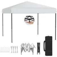 LZQ Pop-Up Pavillon 3x3 m Faltpavillon für Garten & Terrasse, Wasserdicht, UV-Schutz, Ein-Knopf-Schnellaufbau, 3-fach höhenverstellbar, Weiß (ohne Seitenwände)