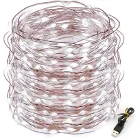 Rosikey 5M Weiß LED Kupferdraht Lichterkette USB Weihnachten Draht Lichterketten Hochzeit Party Innen Deko