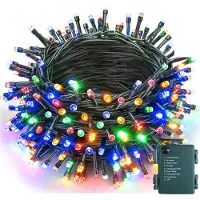 Rosikey 20M 200 LED Weihnachtsbaum Lichterkette batterie Timer mit 8 Leuchtmodi Speicherfunktion Weihnachtsgirlanden Lichter Innen Party Garten Deko Bunt