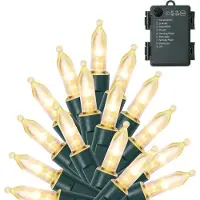 Rosikey 5M LED Lichterkette Batterie Weihnachtsbaum Lichterkette Kabel grün 8 Modi mit Timer PVC Wasserdicht Innen Garten Party Weihnachten Deko, Warmweiß