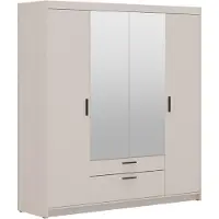 AX Living Beige Kleiderschrank mit Spiegel Storicos 4T 176,3cm breit