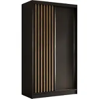 AX Living SCHWEBETÜRENSCHRANK Cabinio Schwarz Eiche Artisan 120/216/61 cm – Modern, mit Lamellen