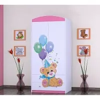BDW Kleiderschrank, 2 Türen, 2 Schubladen, Garderobenschrank, 180x90 cm, Rosa