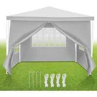 Fiqops Faziango 3 x 3 m Garten Pavillon tragbares wasserdichtes Zelt Partyzelt mit Spiralschläuchen, weiß