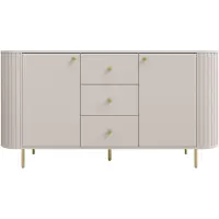 AX Living Kommode Halay Beige, 2 Türen & 3 Schubladen Moderne Rillenstruktur 164,6 cm