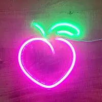Rosikey LED Neon Schild Pfirsich 20x24cm - Peach Wanddeko mit Acryl-Rückwand - USB Nachtlicht für Schlafzimmer & Bar