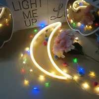 Rosikey LED Neon Schild Moon Gelb 30x18cm - Mond Wanddeko & Nachtlicht für Wohnzimmer - Warme USB Deko Geschenk