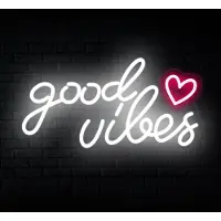 Rosikey Good Vibes Neonlicht Dekoleuchten Leuchtschild Neon Schild Neon Sign, LED Leuchtreklame Wanddekoration für Gaming Zimmer Schlafzimmer Wand Bar Hochzeit Party Geschenke Deko