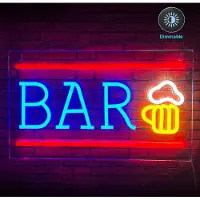 Rosikey Neon Led Licht USB Dimmbar, Neon Schild, Nachtlicht Neonlicht Led Wanddeko für Bar Kneipe Hotel Restaurant Geschenk(Bar und Bier,40x20cm)
