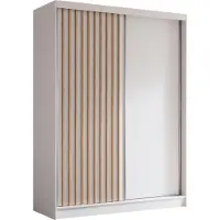 AX Living Cabinio Kleiderschrank 160 cm Weiß mit Artisan-Lamellen