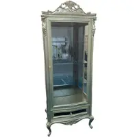 Casa Padrino Luxus Barock Vitrine Gold / Silber / Schwarz - Prunkvoller Massivholz Vitrinenschrank mit Glastür und Schublade - Luxus Möbel im Barockstil - Barock Möbel - Edel & Prunkvoll