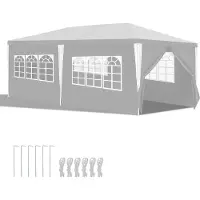 Hebitod 3 x 6 m Garten Pavillon mit 6 Seitenteilen tragbares wasserdichtes Zelt Partyzelt, für Garten Terrasse Feier Party,weiß