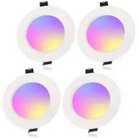 Rosikey Einbaustrahler Led Spots Mit Fernbedienung 230V, 16 Farben Dimmbar RGBW Spots Einbau Deckenleuchte Rund Deckenspots Einbauleuchten Ultra Flach,10W 4Pc