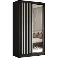 AX Living Modern Kleiderschrank Schwarz mit Spiegel Cabinio 120 cm