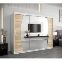 Minio Kleiderschränk 250 cm ELYPSE Weiß matt / Sonoma Eiche