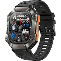 Douself KR80 2,0-Zoll-Smartwatch mit CTC-Glasbildschirm, BT 5.1 | IP67 wasserdicht | Gesundheitsüberwachung | Mehrere Sportmodi | Intelligente ErinnerungSilikonarmband, Schwarz