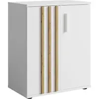AX Living Kommode Schmal Turell 2T – 60 cm breit, Weiß mit Lamellen