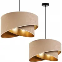 Light11 HOME Hängelampe Deckenleuchter Goldener Samt Lampenschirm