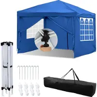 Izrielar Pavillon 3x3m Faltpavillon mit 4 Seitenwänden Tasche Wasserdicht UV-Schutz 50+ Pop-Up Gartenpavillon Gartenzelt Partyzelt Blau