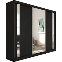MargaretHadas24 240 cm Kleiderschrank Gabo mit Spiegel inklusive 3 Schiebetüren Schwebetürenschrank (Farbe: schwarz)
