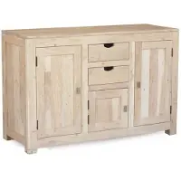 MASSIVMOEBEL24.DE MASSIVMOEBEL24 Sideboard Akazie 130x45x85 white stone getüncht NATURE WHITE #86