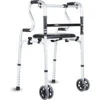 Yakimz Leicht Rollator aus Aluminium bis 180 kg, Gehhilfe, Laufhilfe Höhenverstellbar, faltbar & leicht, 4 Räder